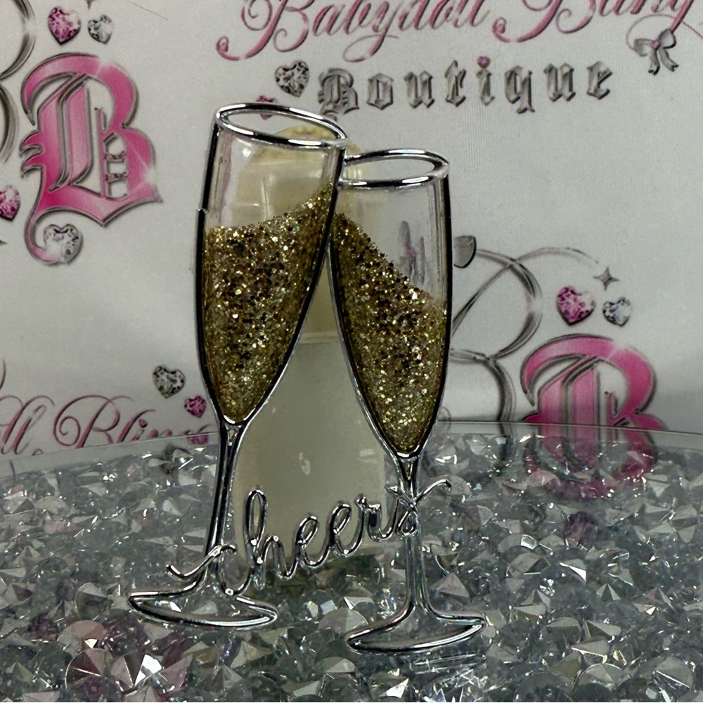 Bath & Body Works plug in nightlight Gold Glitter 'Cheers' Champagne Glases
